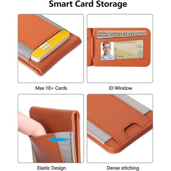 2in1 Magsafe Wallet,9Cards Holder,Vegan Leather,Brown,Upgrade with iPhone Wallet - Picture 2 of 7
